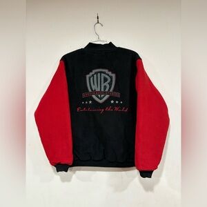 Rare VTG WARNER BROS. Studios Entertaining The World Fleece Varsity Jacket Small